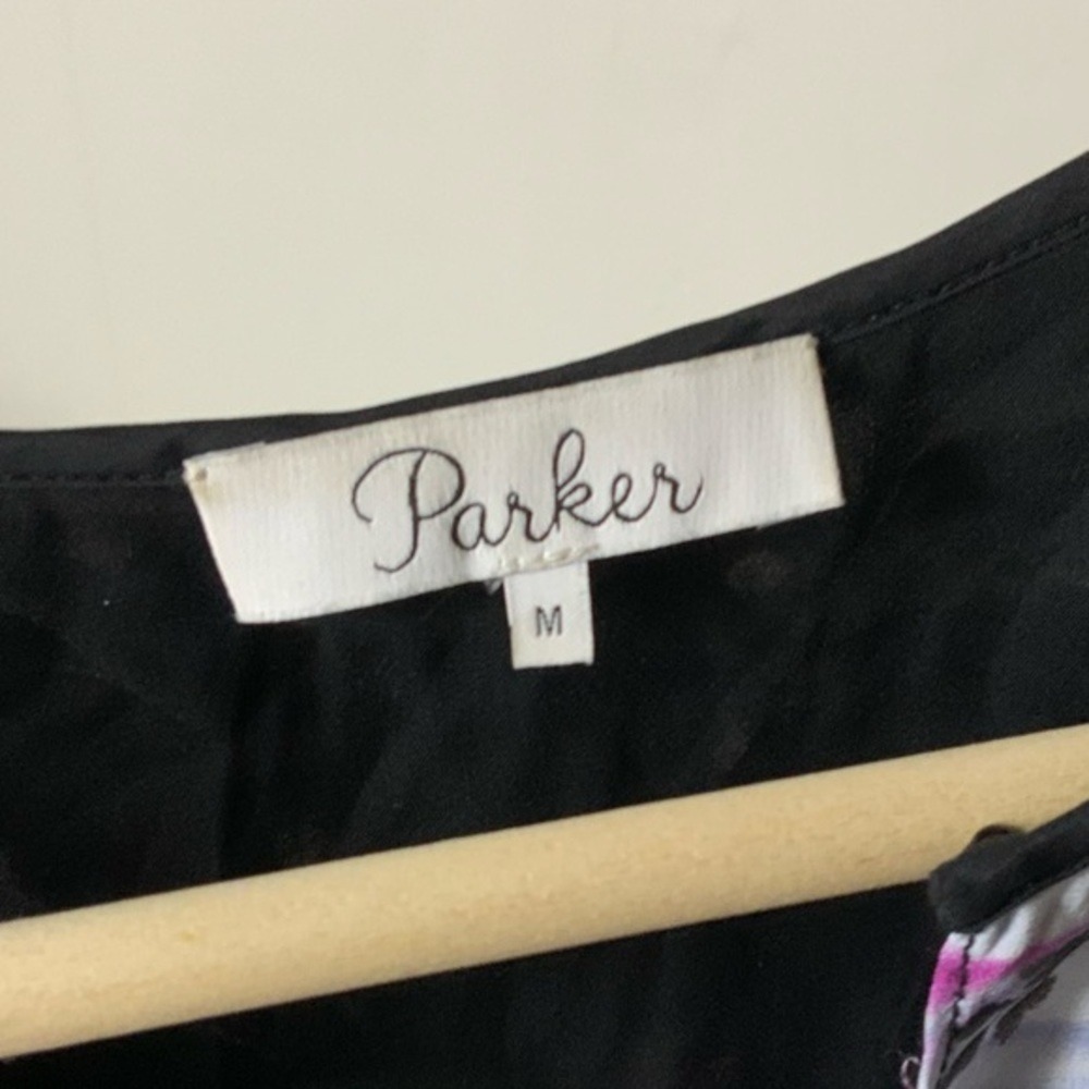 Parker Silk Halter Top Abstract Floral Geometric Print Keyhole Blouse Medium - Picture 6 of 7